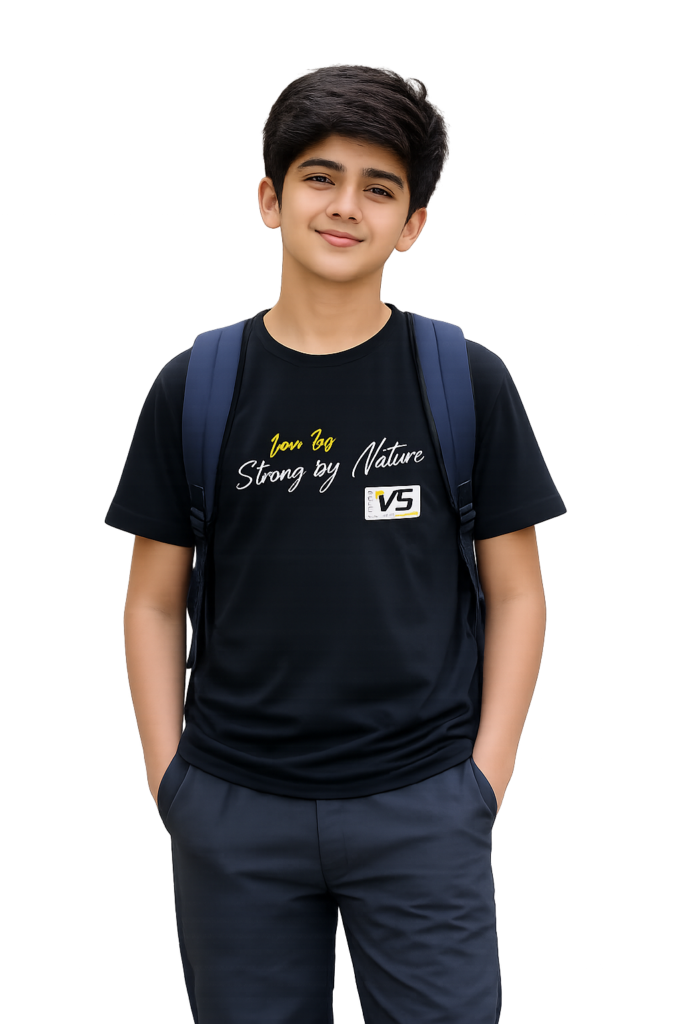 Black panther print t-shirt for boys — front view with graphic