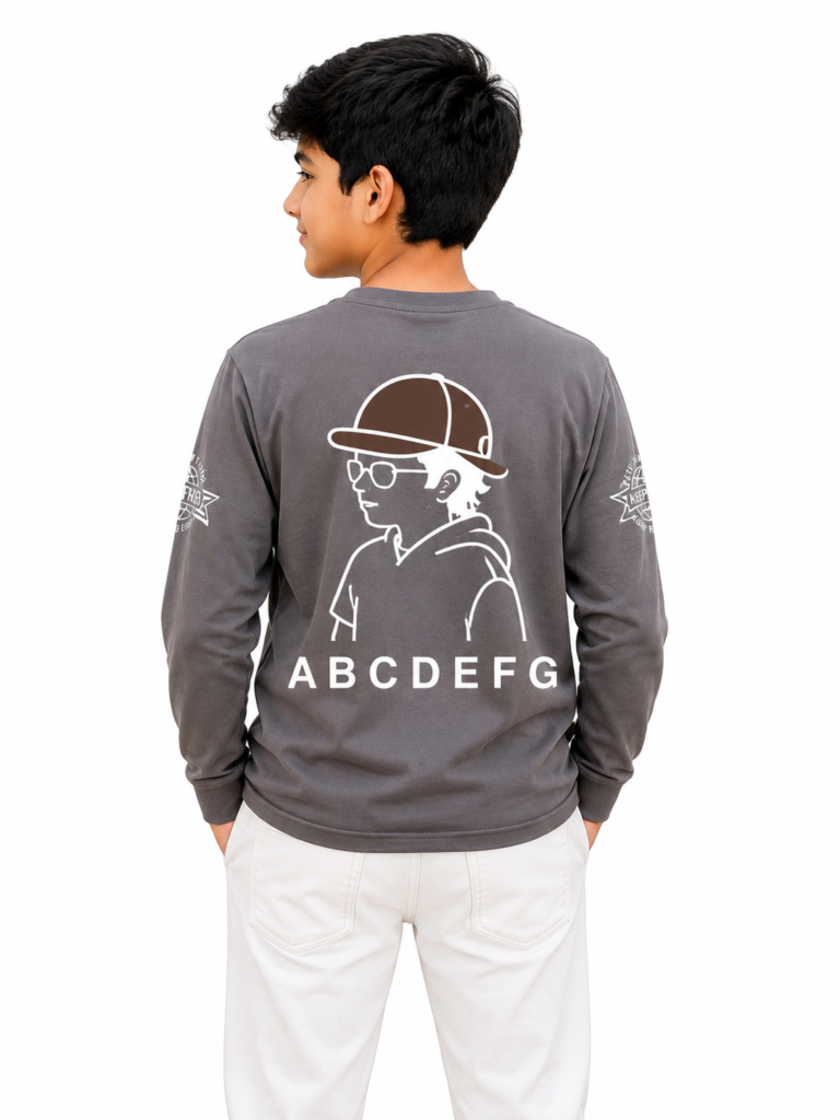 Navy blue winter sweater for kids — front view, warm cotton blend fleece Pakistan