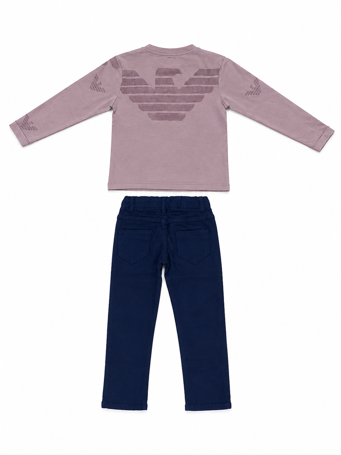 Navy blue winter sweater for kids — side view, ribbed cuffs, winter wear